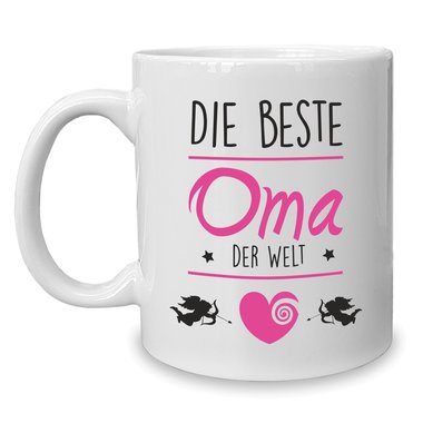 Kaffeebecher - Tasse - Die Beste Oma der Welt weiss-rot