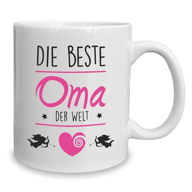 Kaffeebecher - Tasse - Die Beste Oma der Welt weiss-rot