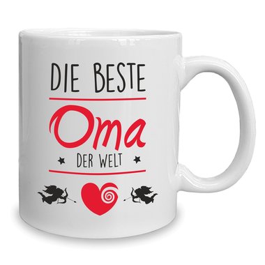 Kaffeebecher - Tasse - Die Beste Oma der Welt weiss-rot