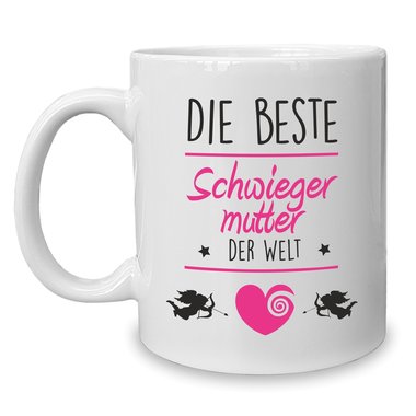 Kaffeebecher - Tasse - Die Beste Schwiegermutter der Welt weiss-rot