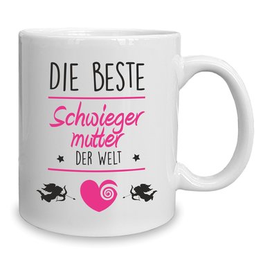 Kaffeebecher - Tasse - Die Beste Schwiegermutter der Welt weiss-rot