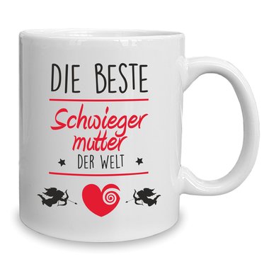 Kaffeebecher - Tasse - Die Beste Schwiegermutter der Welt weiss-rot