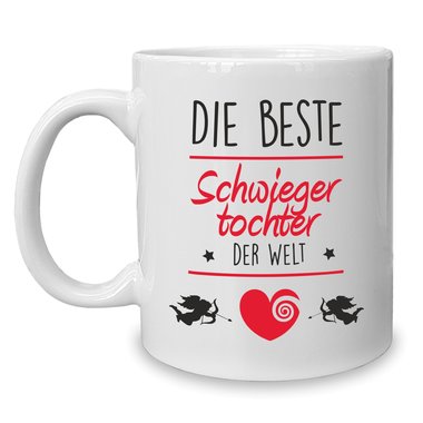 Kaffeebecher - Tasse - Die Beste Schwiegertochter der Welt weiss-fuchsia