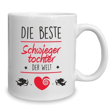 Kaffeebecher - Tasse - Die Beste Schwiegertochter der Welt weiss-fuchsia