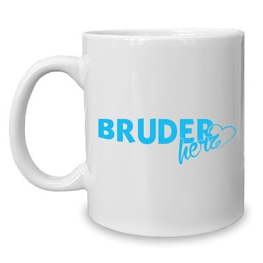 Kaffeebecher - Tasse - Bruderherz weiss-cyan