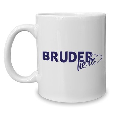 Kaffeebecher - Tasse - Bruderherz weiss-cyan