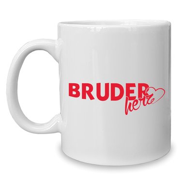 Kaffeebecher - Tasse - Bruderherz weiss-cyan