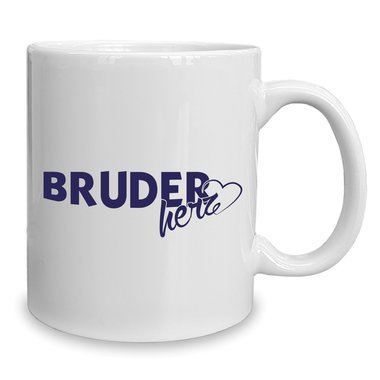 Kaffeebecher - Tasse - Bruderherz weiss-cyan