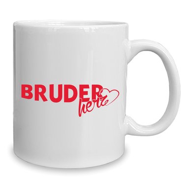 Kaffeebecher - Tasse - Bruderherz weiss-cyan