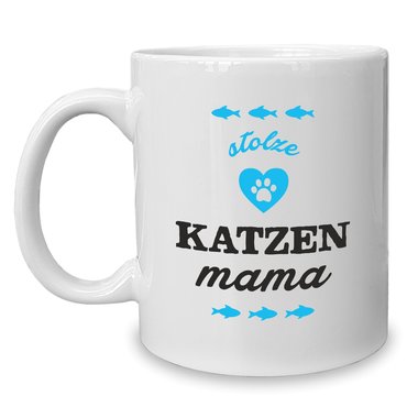 Kaffeebecher - Tasse - Stolze Katzen Mama weiss-rot