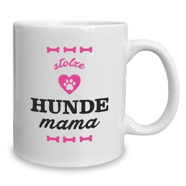 Kaffeebecher - Tasse - Stolze Hunde Mama weiss-cyan