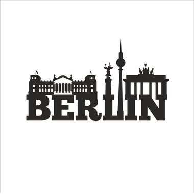 Kaffeebecher - Tasse - Berlin Skyline weiss-gelb