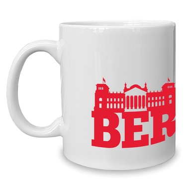 Kaffeebecher - Tasse - Berlin Skyline weiss-gelb