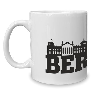 Kaffeebecher - Tasse - Berlin Skyline weiss-schwarz
