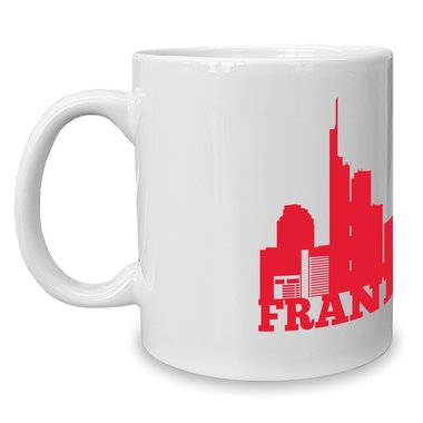 Kaffeebecher - Tasse - Frankfurt Skyline weiss-dunkelblau