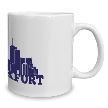 Kaffeebecher - Tasse - Frankfurt Skyline weiss-dunkelblau