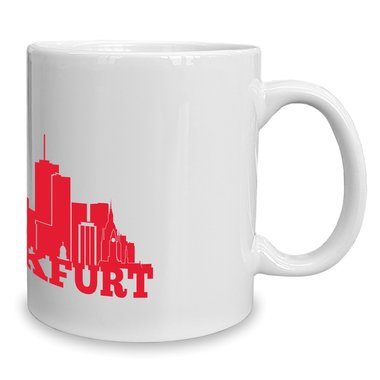 Kaffeebecher - Tasse - Frankfurt Skyline weiss-dunkelblau