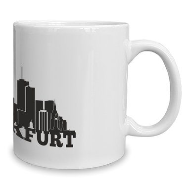 Kaffeebecher - Tasse - Frankfurt Skyline weiss-schwarz