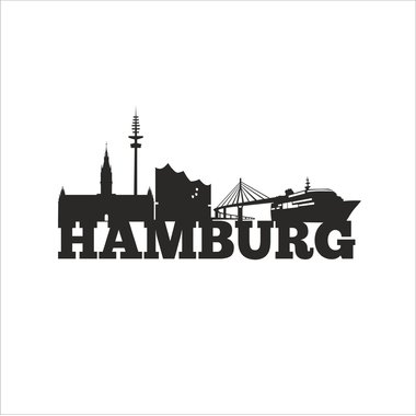 Kaffeebecher - Tasse - Hamburg Skyline weiss-schwarz