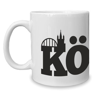 Kaffeebecher - Tasse - Kln Skyline weiss-schwarz