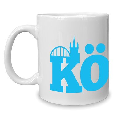 Kaffeebecher - Tasse - Kln Skyline weiss-schwarz