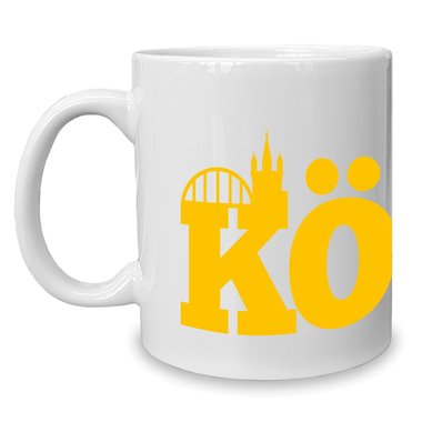 Kaffeebecher - Tasse - Kln Skyline weiss-schwarz