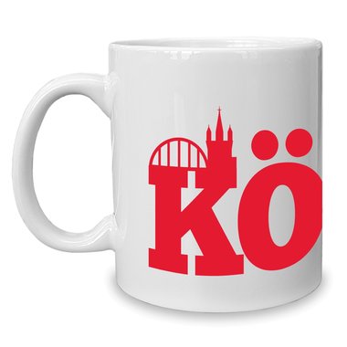 Kaffeebecher - Tasse - Kln Skyline weiss-schwarz