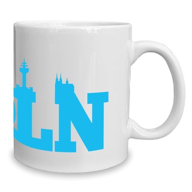 Kaffeebecher - Tasse - Kln Skyline weiss-schwarz