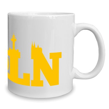 Kaffeebecher - Tasse - Kln Skyline weiss-schwarz