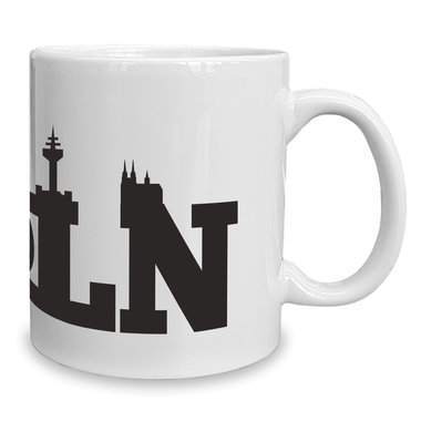Kaffeebecher - Tasse - Kln Skyline weiss-schwarz