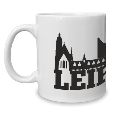 Kaffeebecher - Tasse - Leipzig Skyline weiss-schwarz