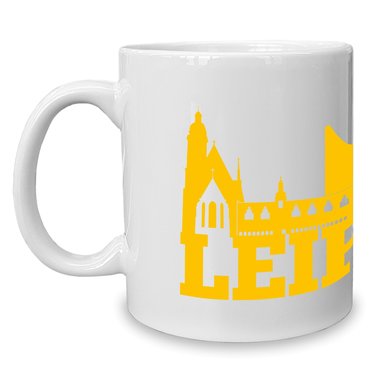 Kaffeebecher - Tasse - Leipzig Skyline weiss-schwarz