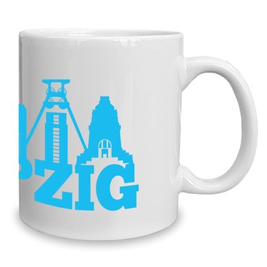 Kaffeebecher - Tasse - Leipzig Skyline weiss-schwarz