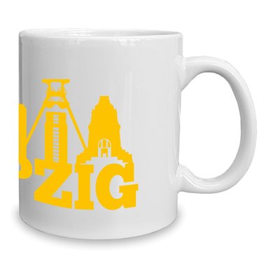 Kaffeebecher - Tasse - Leipzig Skyline weiss-schwarz