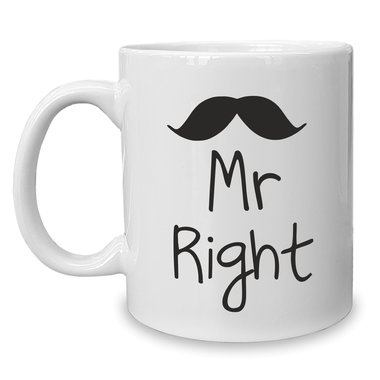 Kaffeebecher - Tasse - Mr. Right weiss-schwarz