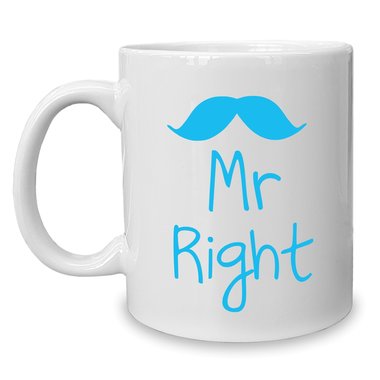 Kaffeebecher - Tasse - Mr. Right weiss-schwarz