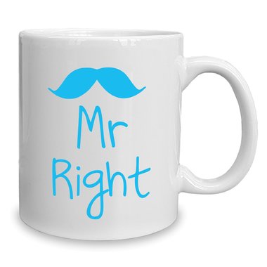 Kaffeebecher - Tasse - Mr. Right weiss-schwarz