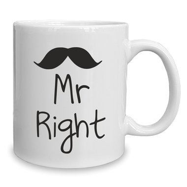 Kaffeebecher - Tasse - Mr. Right weiss-schwarz