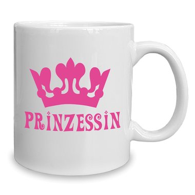 Kaffeebecher - Tasse - Prinzessin weiss-fuchsia