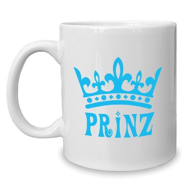 Kaffeebecher - Tasse - Prinz weiss-cyan