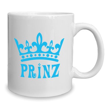 Kaffeebecher - Tasse - Prinz weiss-cyan