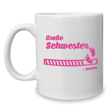 Kaffeebecher - Tasse - Groe Schwester loading weiss-fuchsia