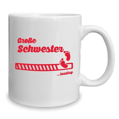 Kaffeebecher - Tasse - Groe Schwester loading weiss-fuchsia