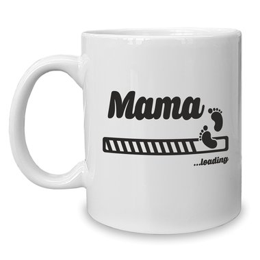 Kaffeebecher - Tasse - Mama loading weiss-schwarz