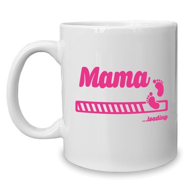 Kaffeebecher - Tasse - Mama loading weiss-schwarz