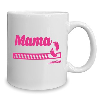 Kaffeebecher - Tasse - Mama loading weiss-schwarz