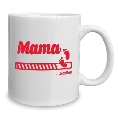 Kaffeebecher - Tasse - Mama loading weiss-schwarz