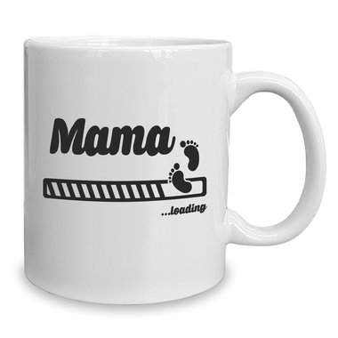 Kaffeebecher - Tasse - Mama loading weiss-schwarz