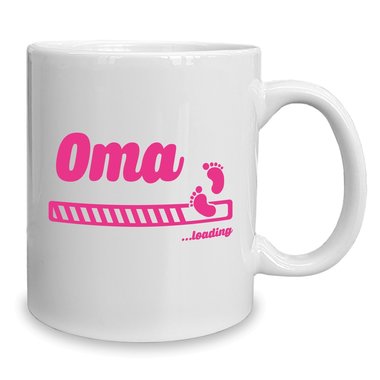 Kaffeebecher - Tasse - Oma loading weiss-fuchsia