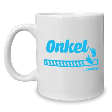 Kaffeebecher - Tasse - Onkel loading weiss-cyan